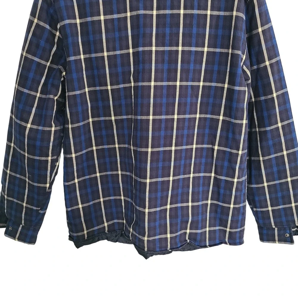 Slate & Stone Mens Plaid Quilted Lined Snap Front Shirt Jacket Blue White Size M
